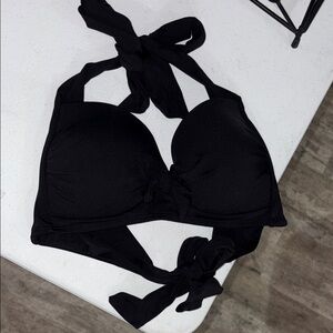 Liz Claiborne Black Bikini Top Halter Style
